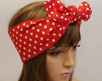 Serre-tête à pois, foulard à nouer, bandana