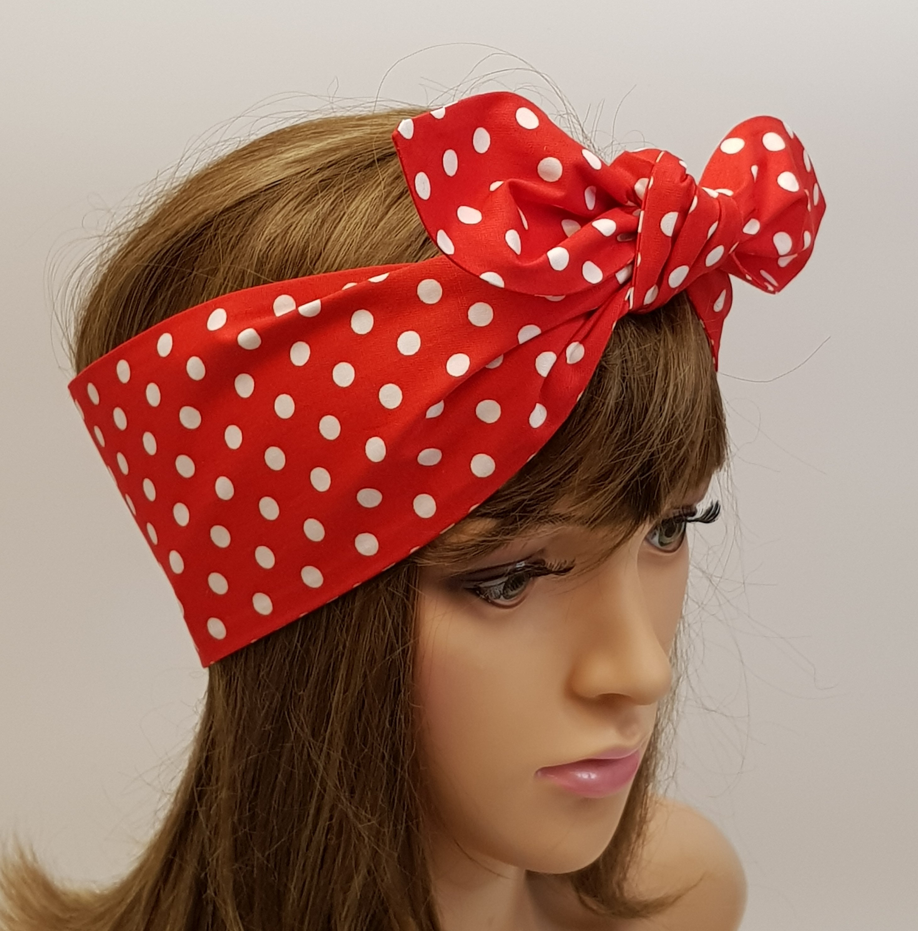 Polka Dot Headband, Self Tie Head Scarf, Bandanna - Etsy display picture 1