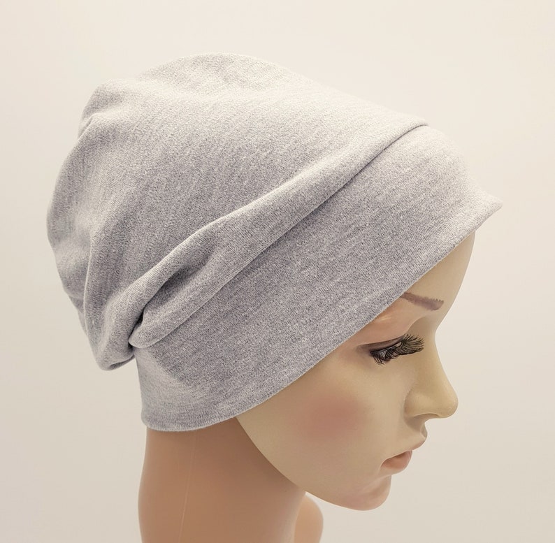 Baumwoll Jersey Chemo Mütze, weiche Stretch Mütze, Chemotherapie Patienten Mütze, Alopezie Haarausfall Kopfbedeckung Bild 1
