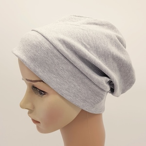 Cotton jersey chemo beanie, soft stretch hat, chemotherapy patient cap, alopecia hairloss head covering image 2