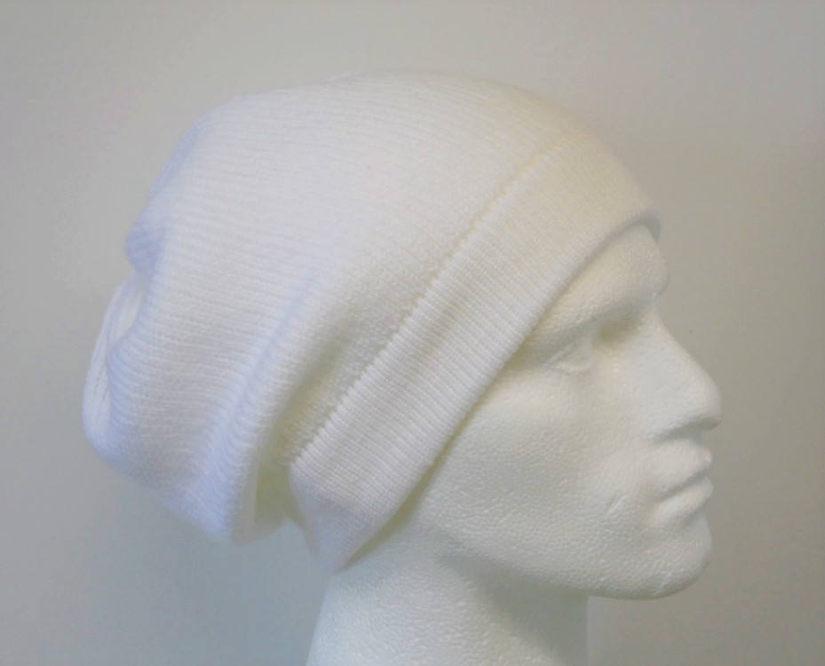 White Men Beanie Slouchy Beanie White 