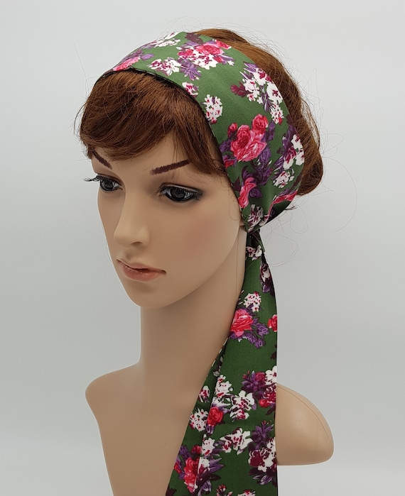 Hair Bandanna, Long Head Scarf, Summer Hair Tie, Self Tie Headband