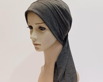 Dark Grey Chemo Head Wear, Alopecia Hair Loss Head Covering