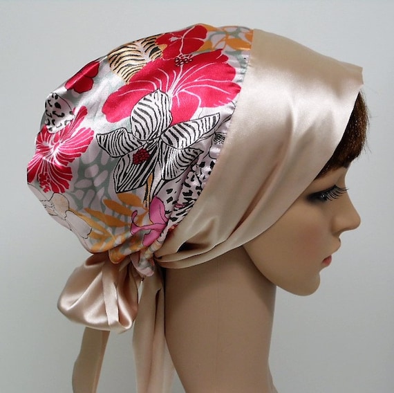 Satin Headscarf Tichel Silky Head Snood Bonnet With Ties Etsy