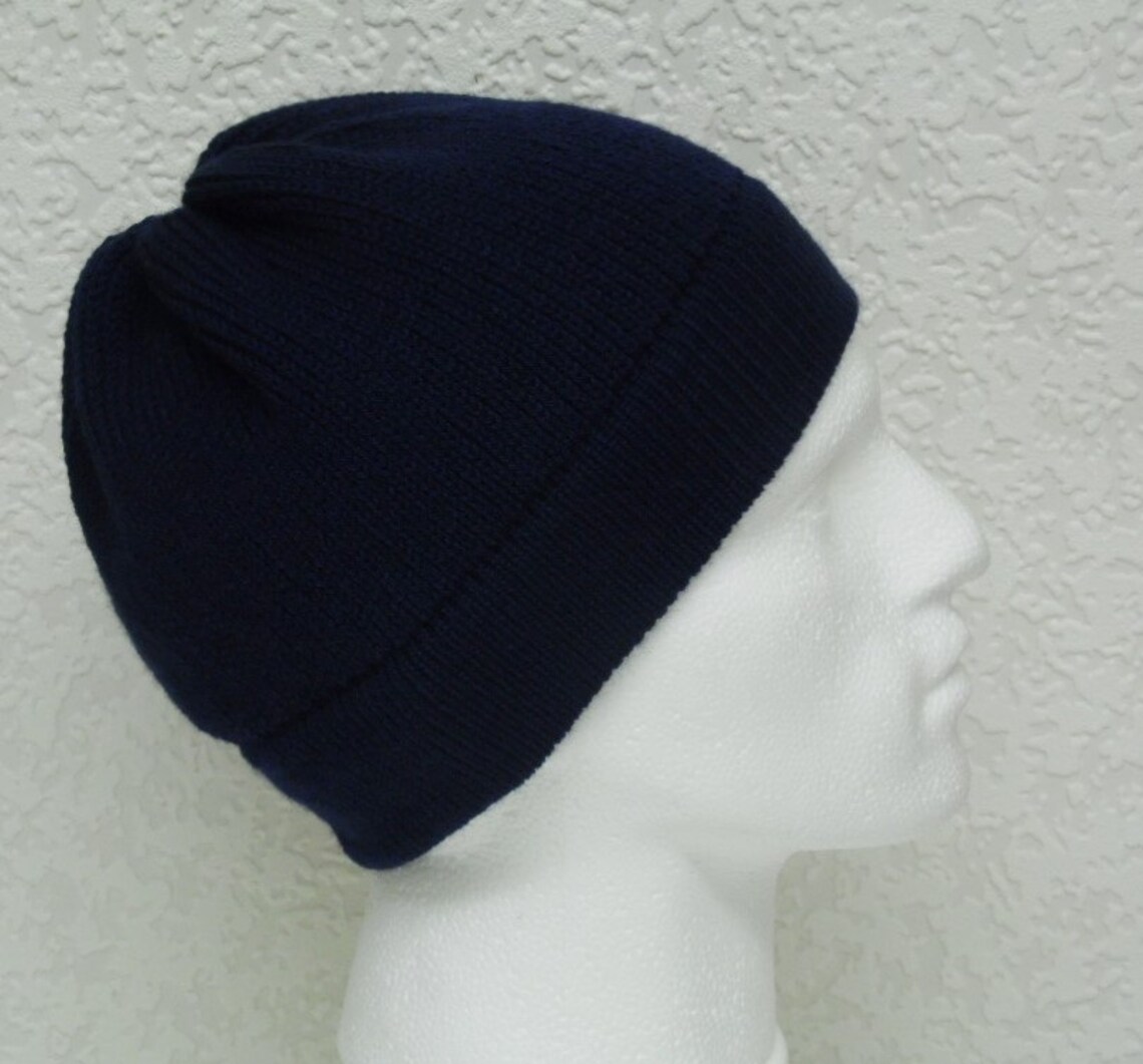 Navy blue men's beanie handmade hat for men men's Etsy
