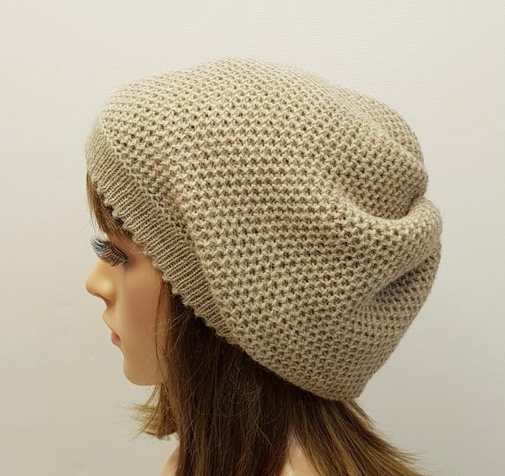 Handmade Baggy Beret for Women, Winter Beanie, Knit Tam, Slouchy