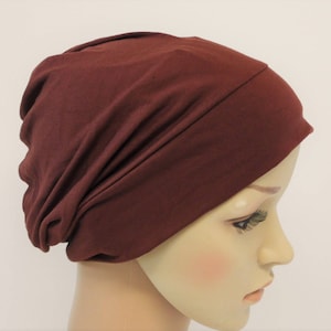 Brown summer beanie, bad hair day hat, chemo beanie hat, women's head wear, chemo cap, viscose jersey beanie