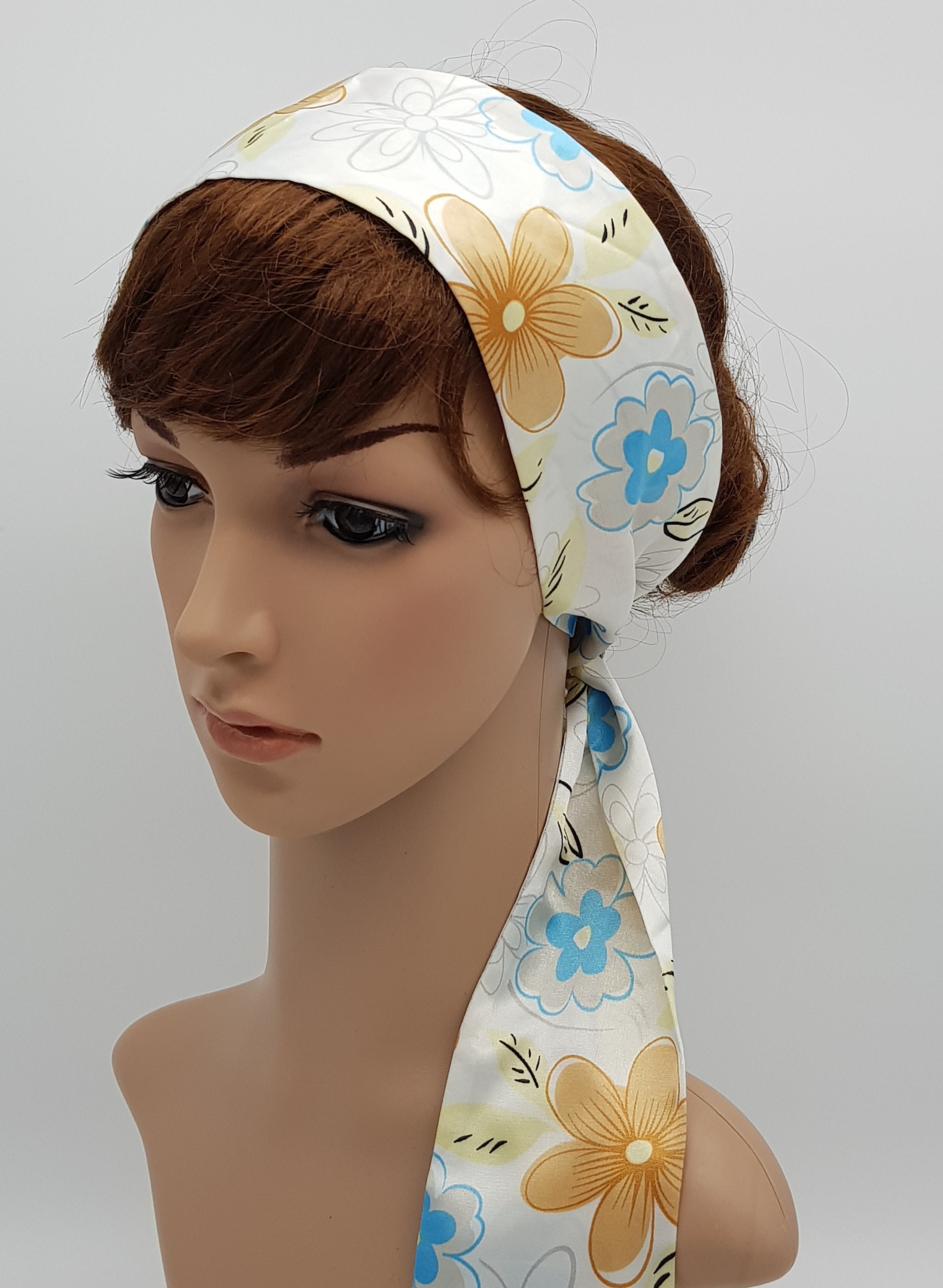 Letter Print Long Silk Skinny Scarf Women Design Headband
