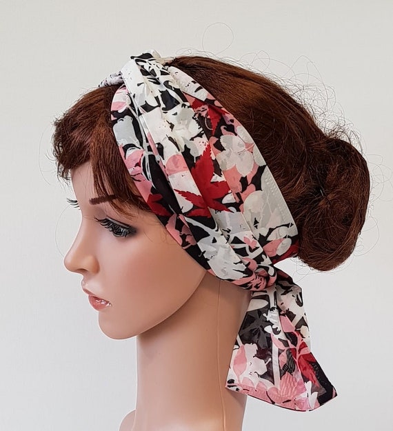 Sciarpa lunga da donna, bandana per capelli estiva, fascia da annodare,  sciarpa per capelli stile pin up, elastico per capelli leggero, 160 x 10 cm  -  Italia