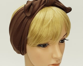 Brown headband, summer head scarf, chocolate brown tie up headscarf, hair tie, hair bandanna, pin up style hair scarf, self tie hair scarf