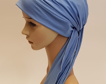 Women chemo head wear, viscose jersey head scarf, elegant tichel, head snood, chemo turban with ties, turban snood for women, bonnet