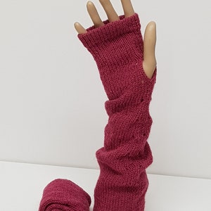 Chauffe-bras longs tricotés, gants sans doigts en alpaga faits à la main, chauffe-poignets tricotés, tricotés à partir de 100% laine dalpaga image 4
