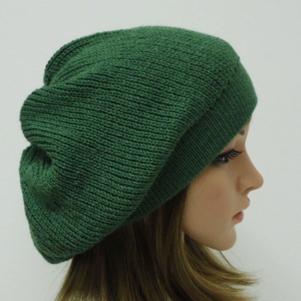 Béret en tricot, bonnet ample, bonnet tricoté, bonnet souple, tam-tam, bonnet ample, tricoté à partir d'un mélange de fils à tricoter alpaga/laine/polyamide
