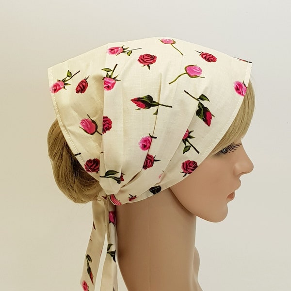 Hair covering for women, floral hair scarf, extra wide cotton hair wrap, self tie headband, hair bandanna