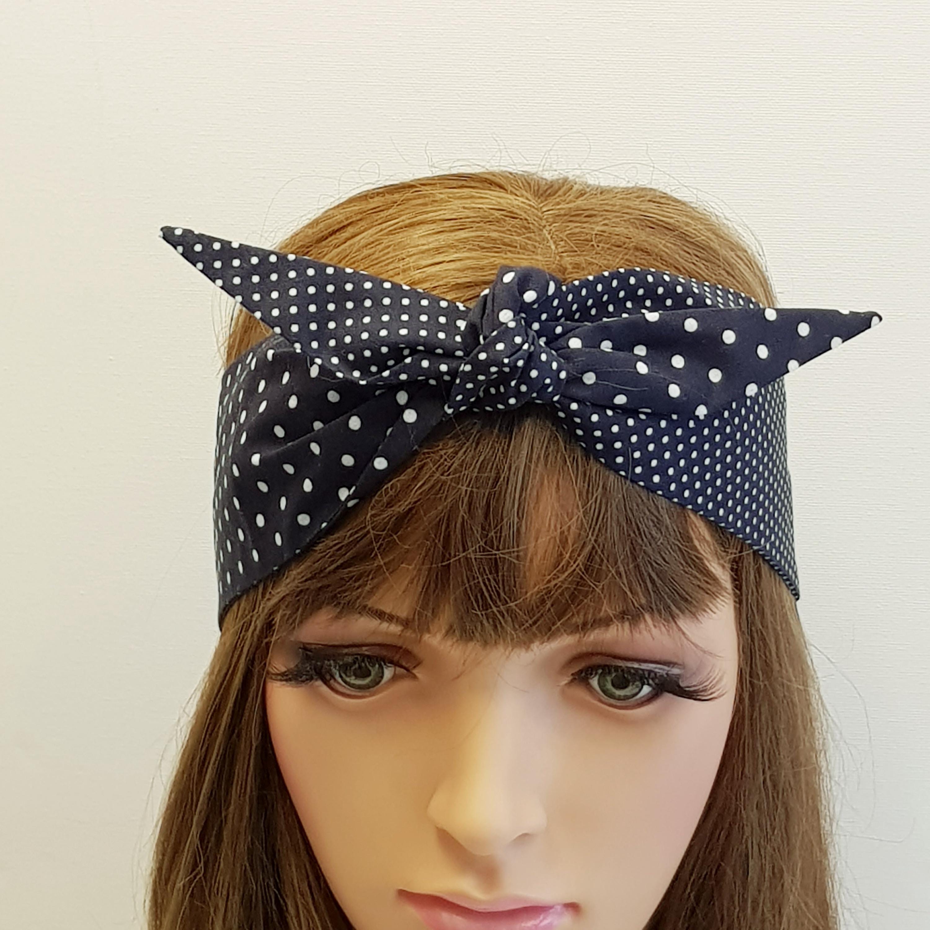 Self-tie Headband, Polka Dot Rockabilly Head Scarf, Pin up Hair Tie - Etsy