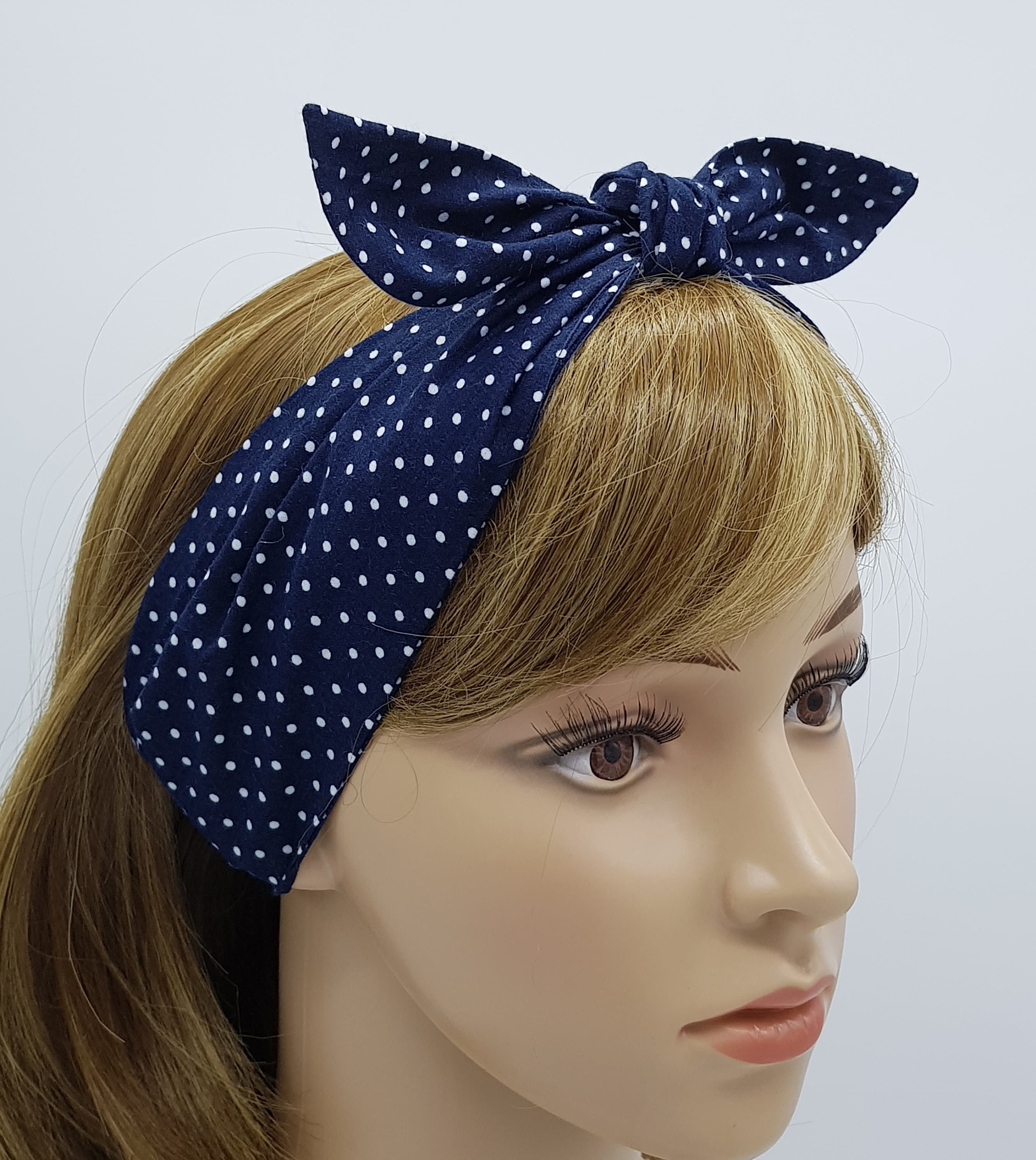 1950s vintage rockabilly pinup white black polka dot headband hair