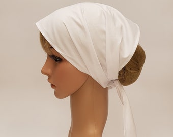 White cotton hair scarf, wide headband, self tie head scarf, christian women head wear, hair bandanna