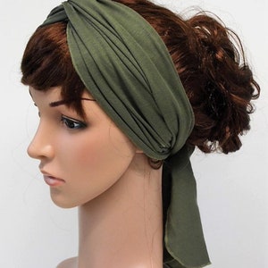 Sommer Kopftuch für Damen, Bad Hair Day Schal, dehnbarer Viskose Jersey Haargummi, Yoga Stirnband, leichtes Haarschal, 150 x 17 cm Bild 2