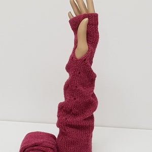 Knitted long arm warmers, handmade alpaca fingerless gloves, knitted wrist warmers, knitted from 100% alpaca wool image 3