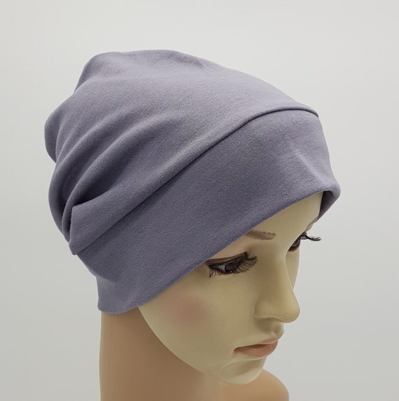 Women's Beanie Hat Grey Cotton Jersey 