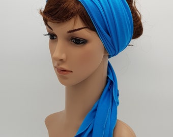 Foulard léger, élastique pour cheveux, serre-tête en jeresey de viscose pour femme, bandana pour cheveux, foulard à nouer, foulard pour cheveux, 250 x 30 cm