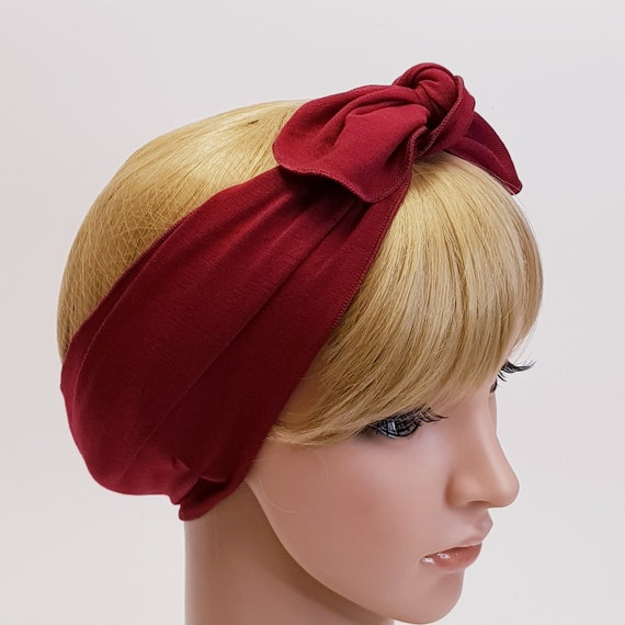 Summer headband, self tie hair scarf, hair bandanna, tie up headband, rockabilly hair tie, stretchy viscose jersey head scarf