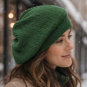 Handmade Alpaca Blend Beret for Women, Slouchy Beanie, Baggy Knit Hat, French Style Cap, Warm Winter Accessory, Gift for Her