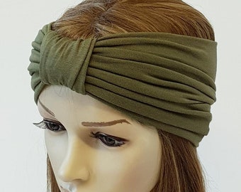 Turban extensible, nœud supérieur en jersey viscose, bandeau de yoga, bandeau de turban large, bandeau nœud avant pour femme