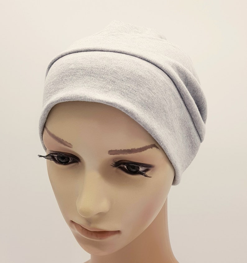 Cotton jersey chemo beanie, soft stretch hat, chemotherapy patient cap, alopecia hairloss head covering image 3