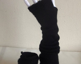 Knitted ultra long arm warmers, handmade long fingerless gloves, knitted wrist warmers, knitted from acrylic