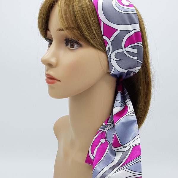 Satin headscarf, long self tie hair scarf, summer hair wrap, skinny headband, pin up hair tie, bandanna, 120 x 8.5 cm