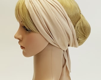 Viscose Jersey Self Tie Head Scarf, Long Stretchy Bandana, Dreadlocks Hair Tie