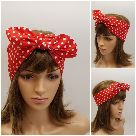Polka Dot Headband, Self Tie Head Scarf, Bandanna - Etsy
