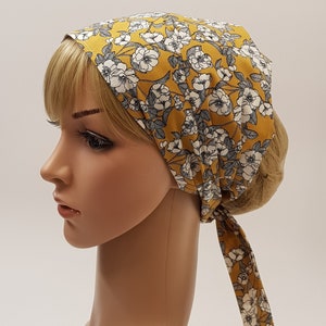 Wide cotton head scarf for women, self tie headband, floral head bandanna, bad hair day head wear, nurse hair cover