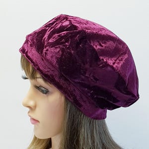 Little french style beret, lined hat, crushed velour/velvet beret, spring autumn hat, all season beret
