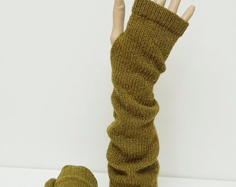 Fingerless gloves, knitted alpaca hand warmers, knit wrist warmers, handmade mittens, knitted from 100 % alpaca wool