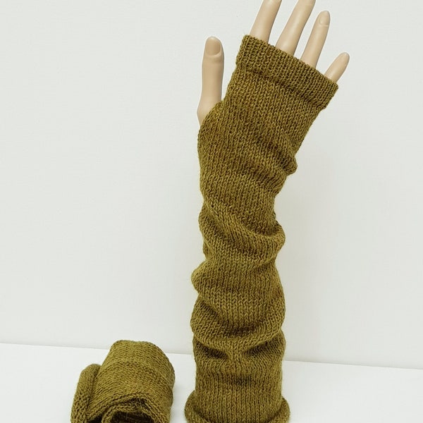 Fingerless gloves, knitted alpaca hand warmers, knit wrist warmers, handmade mittens, knitted from 100 % alpaca wool