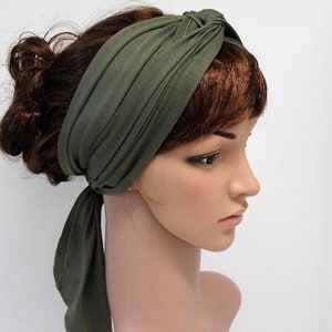Sommer Kopftuch für Damen, Bad Hair Day Schal, dehnbarer Viskose Jersey Haargummi, Yoga Stirnband, leichtes Haarschal, 150 x 17 cm Bild 1