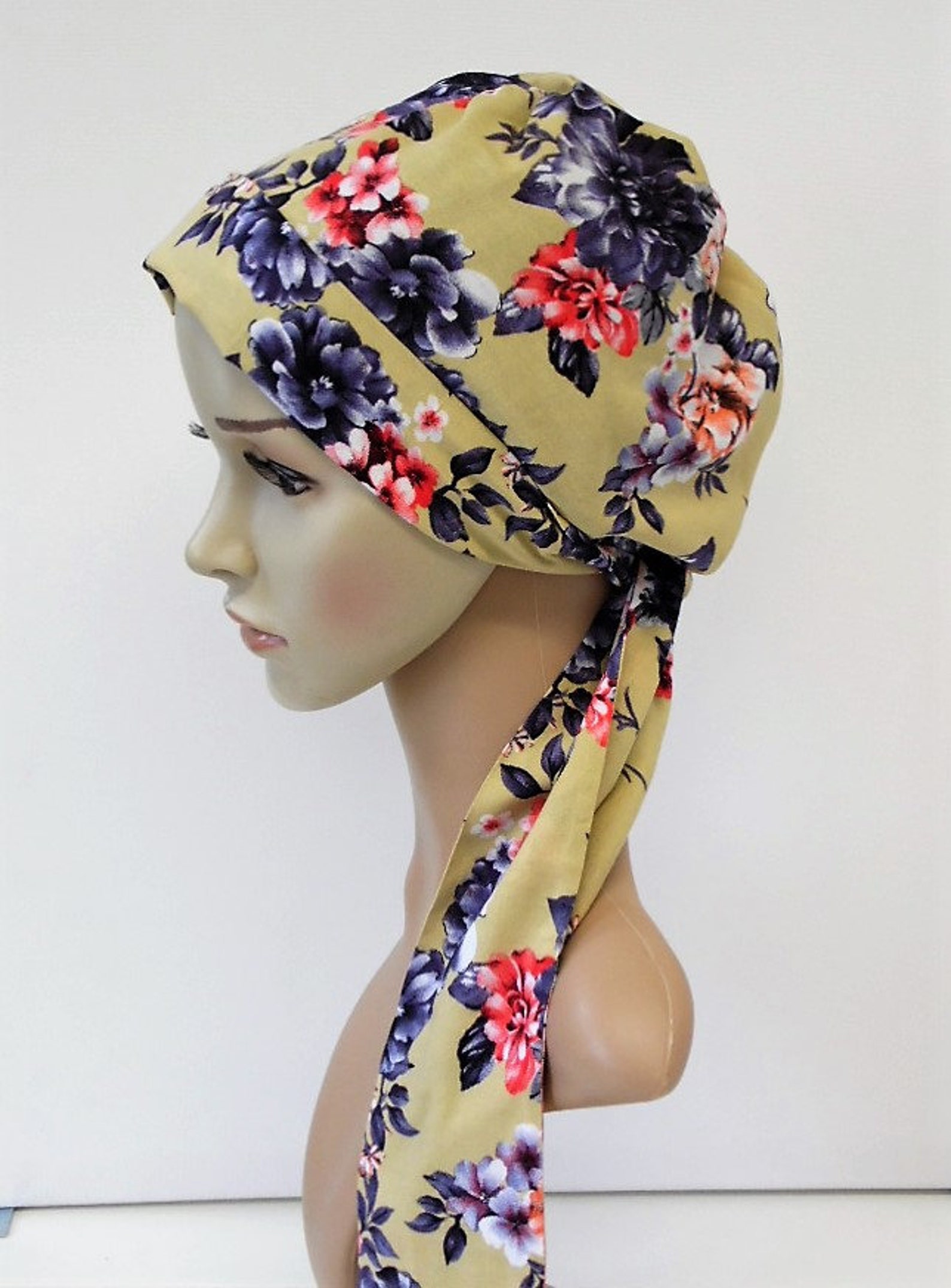 Floral head scarf lightweight head wear for women elegant Etsy