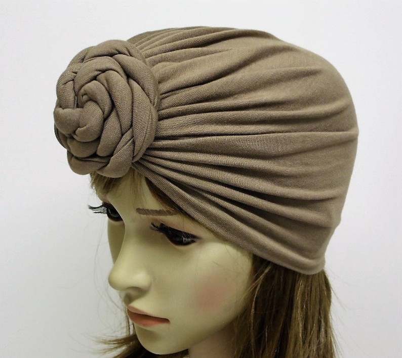 Top knot turban elegant rosette turban hat front knot turban Etsy