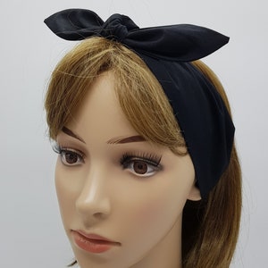Black headband, black head scarf, pin up style headscarf, tie up hair scarf, rockabilly headband, hair care accessory, cotton hair tie