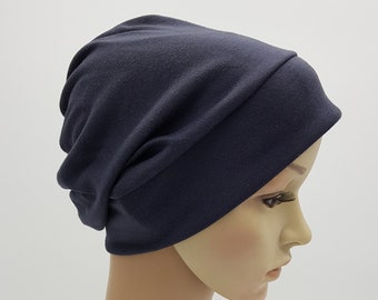 Grey cotton jersey chemo hat for women, chemotherapy patient headwear, bad hair day headcovering