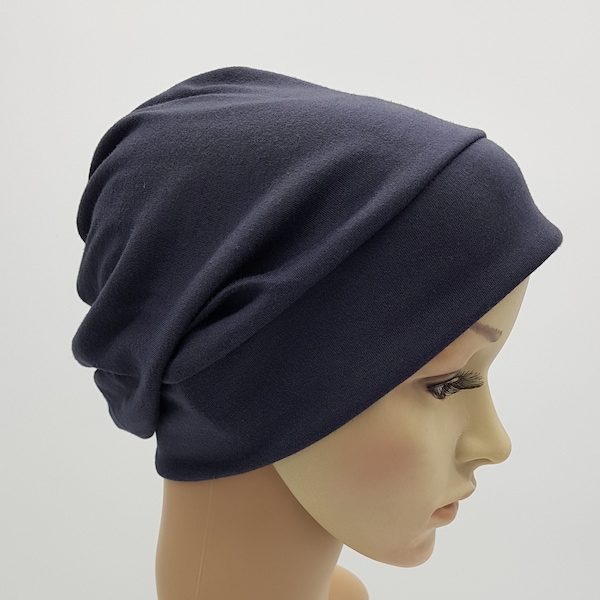 Bonnet de chimio en jersey de coton gris pour femme, couvre-chef pour patiente en chimiothérapie, couvre-chef pour les cheveux abîmés le jour