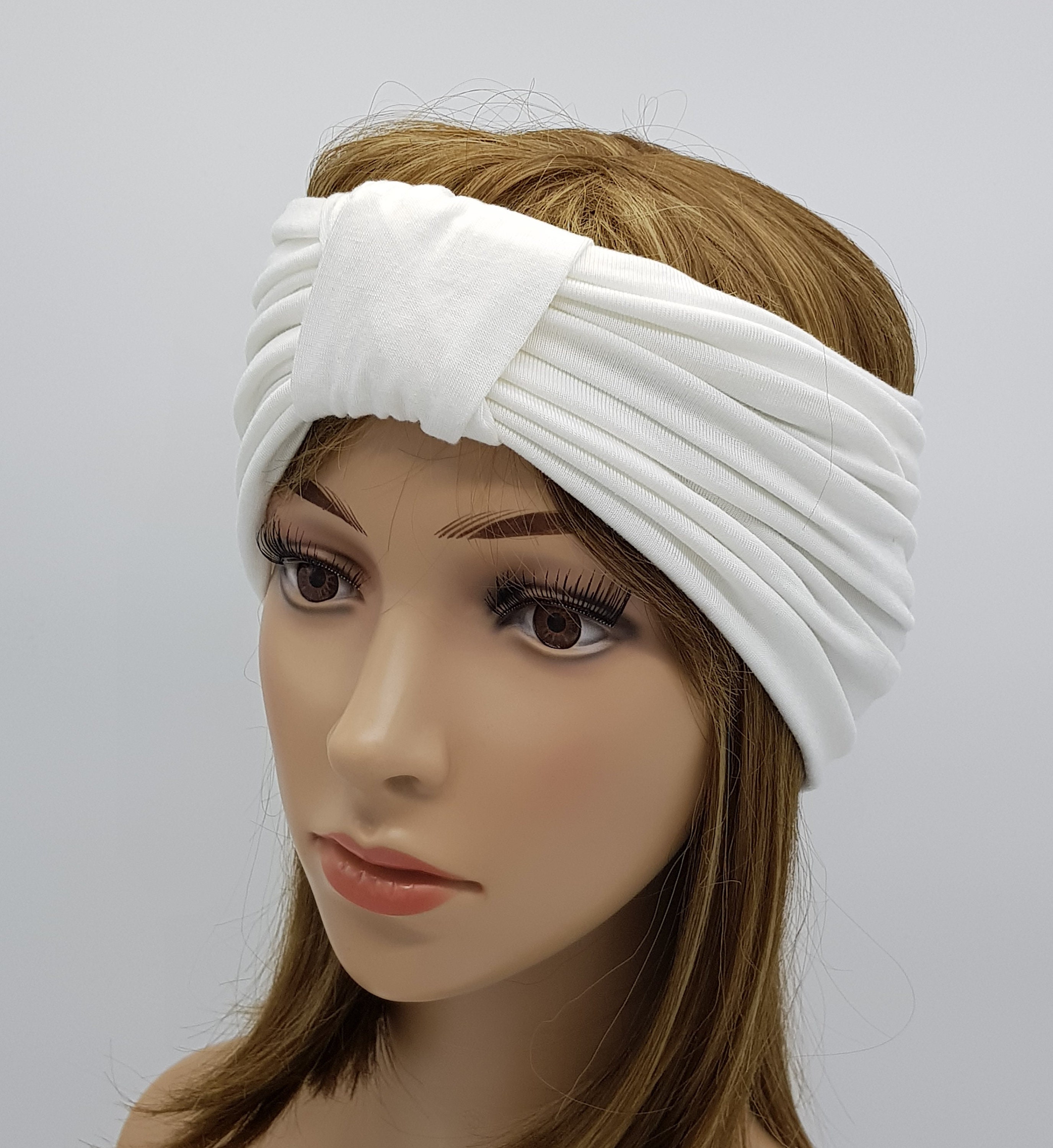 Wide stretchy headband for women top knotted turban headband Etsy
