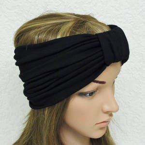 Black headband, wide headband, women's turban, black turban, stretchy headband, workout headband, black head wrap, bandana, viscose jersey