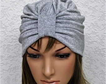 Fashion turban hat for women, stretchy lurex turban, handmade hat, knotted turban, women's stylish turban hat