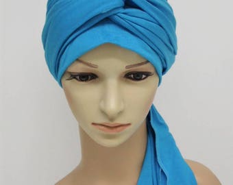 Soft Viscose Jersey Turban Snood, Long Ties, Full Head Coverage