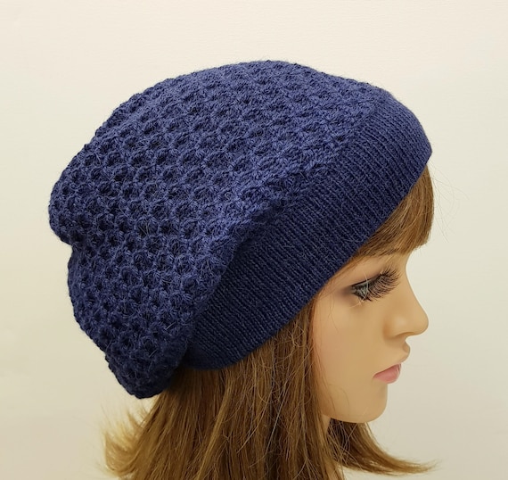Alpaca Textured Knit Beanie in Blue and Black Alpaca Beanie - Nightsky | By Shupaca main image 2
