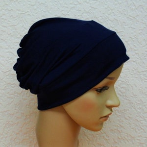 Navy blue chemo beanie, women's chemo hat, beanie for hair loss, viscose jersey head wear, summer beanie, chemotherapy patient