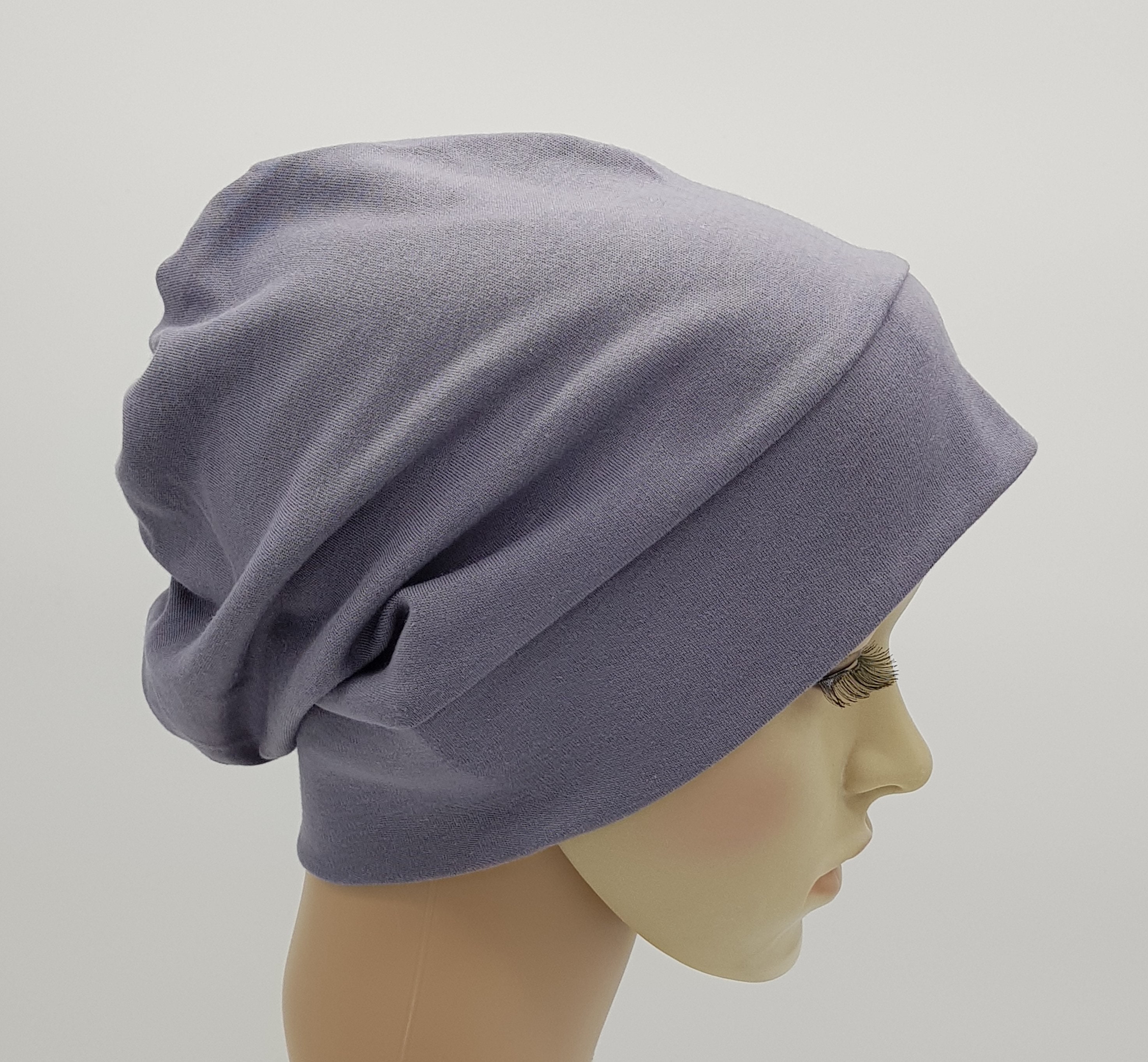 Women's Beanie Hat Grey Cotton Jersey 